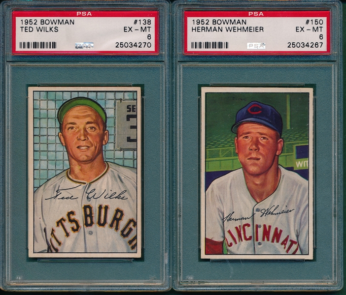 1952 Bowman #138 Ted Wilks & #150 Herman Wehmeier, Lot of (2) PSA 6