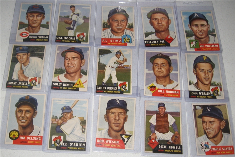 1953 Topps Lot of (55) W/ #258 Jim Gilliam, Rookie
