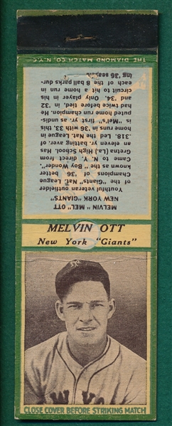 1936 Diamond Matchbooks Mel Ott