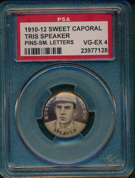 1910-12 P2 Tris Speaker Sweet Caporal Pin PSA 4