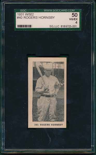 1931 W502 #40 Rogers Hornsby SGC 50