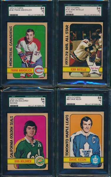 1972-73 Topps & O-Pee-Chee Lot of (8) W/ Frank Mahovlich SGC 84