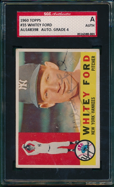 1960 Topps Whitey Ford, Autographed SGC Authentic