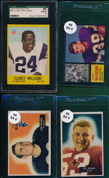 1955-94 Lot of (48) Football Cards W/ Clancy Williams SGC 88