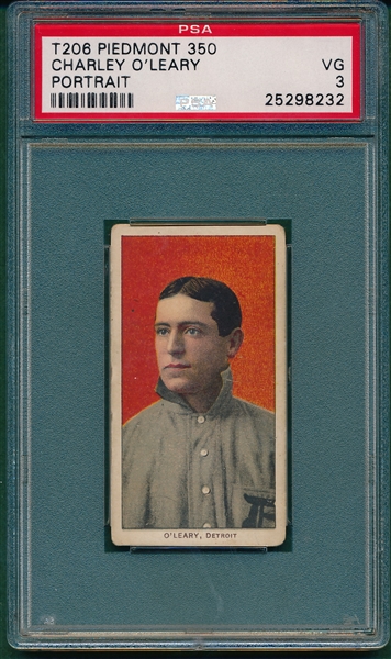 1909-1911 T206 O'Leary, Portrait, Piedmont Cigarettes PSA 3