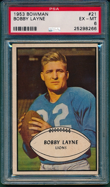 1953 Bowman FB #21 Bobby Layne PSA 6