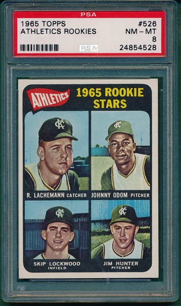1965 Topps #526 Jim Catfish Hunter, Rookie PSA 8