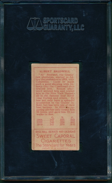 1911 T205 Bridwell Sweet Caporal Cigarettes SGC 30