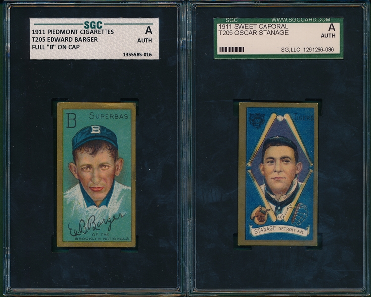 1911 T205 Stanage & Barger, Full B, Lot of (2) SGC Authentic