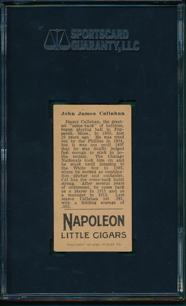 1912 T207 Callahan Napoleon Little Cigars SGC 35