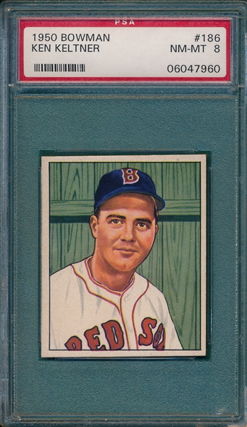 1950 Bowman #186 Ken Keltner PSA 8 