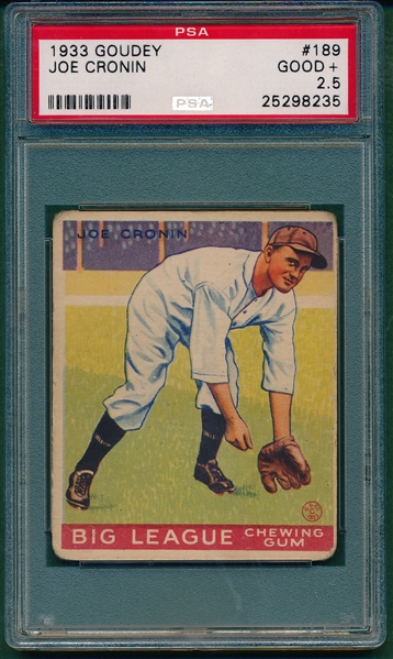 1933 Goudey#189 Joe Cronin PSA 2.5