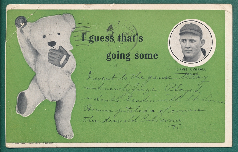 1907 PC775 G. F. Grignon Chicago Cubs Orvie Overall