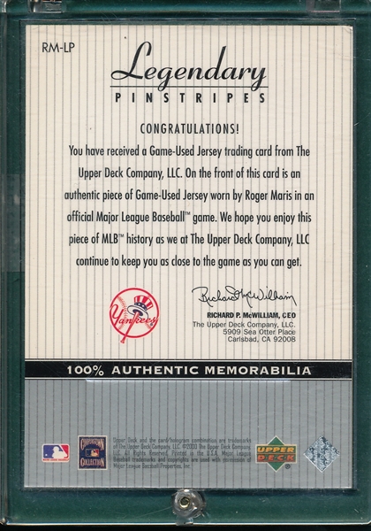 2000 Upper Deck Yankees Legends, Legendary Pinstripes Lou Gehrig