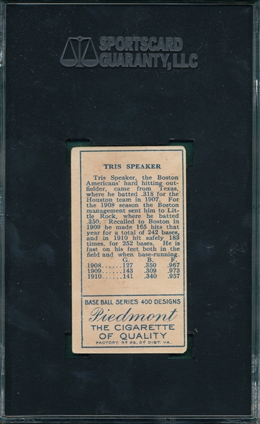 1911 T205 Speaker Piedmont Cigarettes SGC Authentic