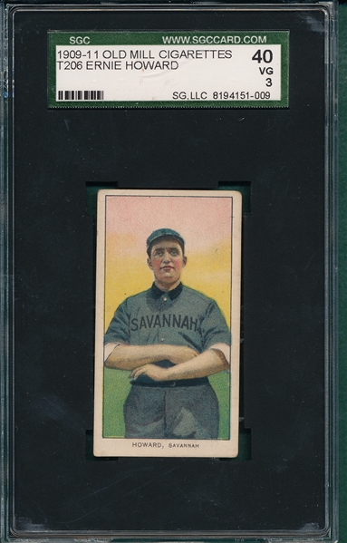 1909-1911 T206 Howard Old Mill Cigarettes SGC 40 *Southern League*
