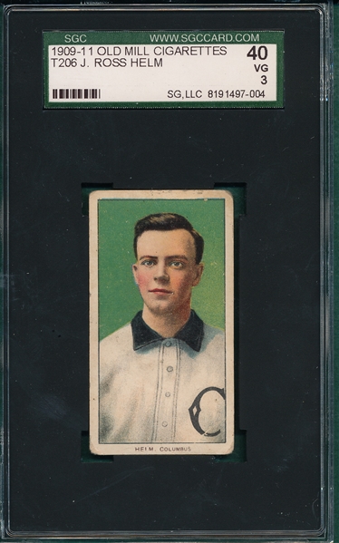 1909-1911 T206 Helm Old Mill Cigarettes SGC 40 *Southern League*