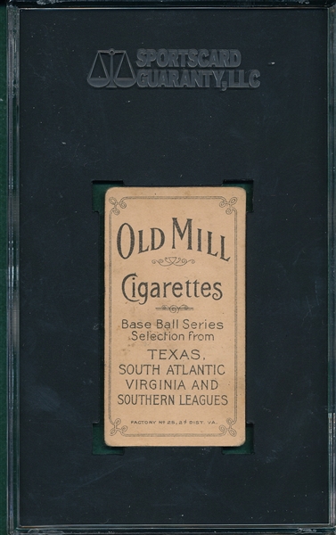 1909-1911 T206 Helm Old Mill Cigarettes SGC 40 *Southern League*