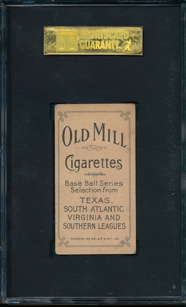 1909-1911 T206 Hooker Old Mill Cigarettes SGC 30 *Southern League*