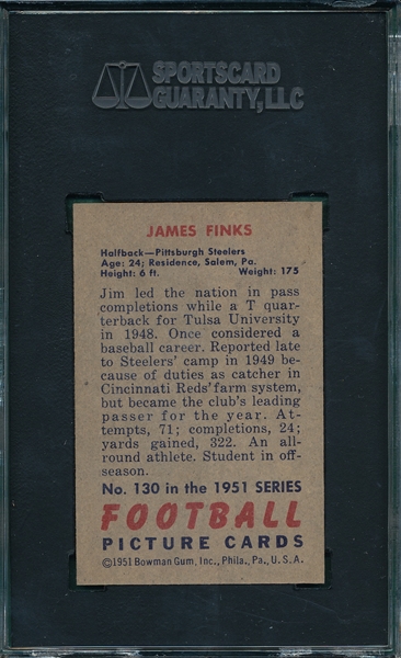 1951 Bowman FB #130 James Fink SGC 96 *MINT*