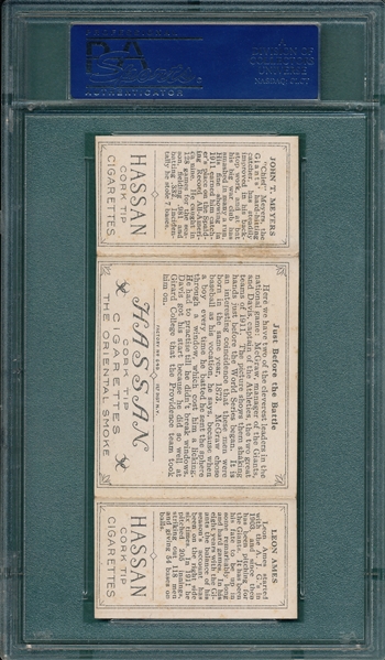 1912 T202 Just Before the Battle, Meyers/Ames, Hassan Cigarettes PSA 6