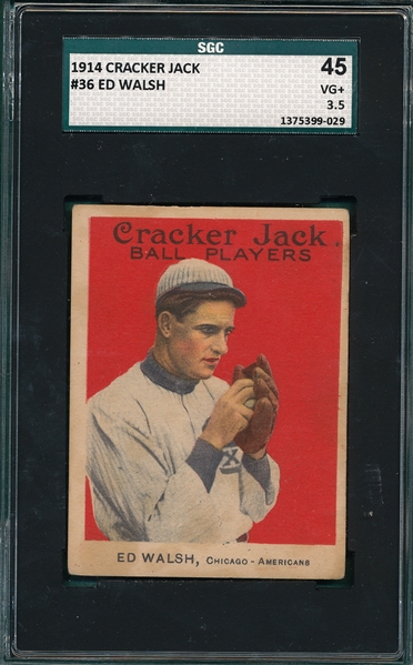 1914 Cracker Jack #36 Ed Walsh SGC 45