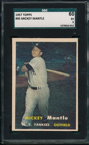 1957 Topps #95 Mickey Mantle SGC 60