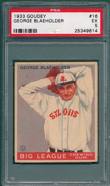 1933 Goudey #16 George Blaeholder PSA 5