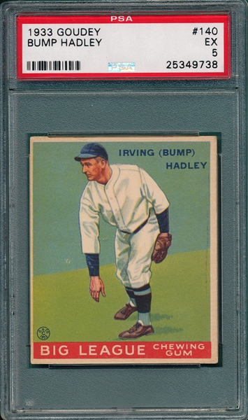 1933 Goudey #140 Bump Hadley PSA 5