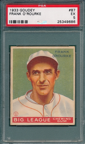 1933 Goudey #87 Frank O'Rourke PSA 5