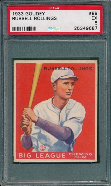 1933 Goudey #88 Russell Rollings PSA 5