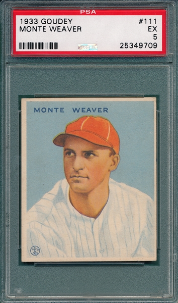 1933 Goudey #111 Monte Weaver PSA 5