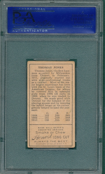 1911 T205 Jones, Tom, Honest Long Cut PSA 4