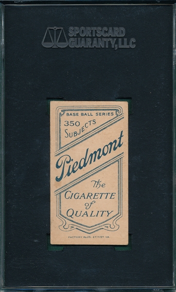 1909-1911 T206 Brown, Mordecai, Portrait, Piedmont Cigarettes SGC 55