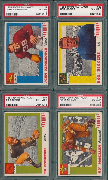 1955 Topps All American FB Lot of (4) W/ Kimbrough PSA 6