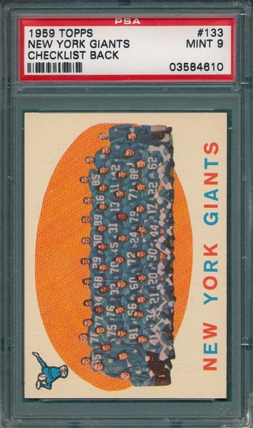 1959 Topps FB #133 NY Giants PSA 9 *MINT*