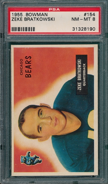1955 Bowman FB #154 Zeke Bratkowski PSA 8