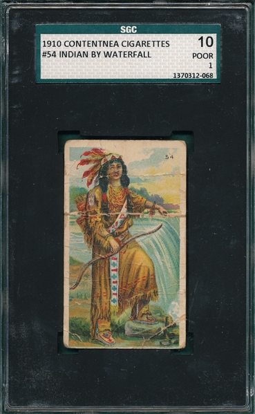 1910 T128 Contentnea Cigarettes #54 Indian By Waterfall SGC 10