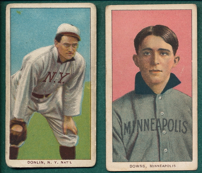 1909-1911 T206 Donlin, Hands on Knees & Downs, (2) Card Lot 