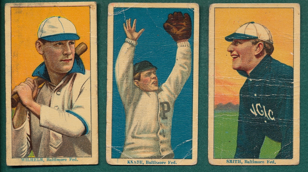 1914 T213-2 Lot of (3) Baltimore Terrapins, Federal League 