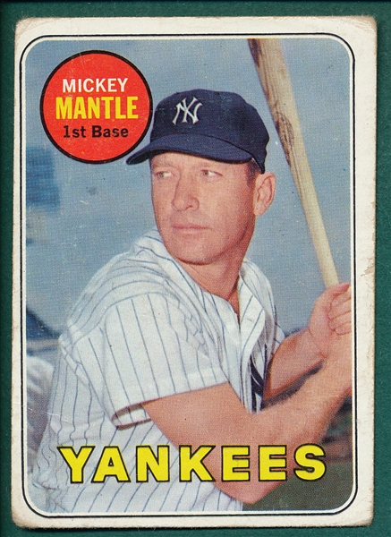 1969 Topps #500 Mickey Mantle, Yellow Letters