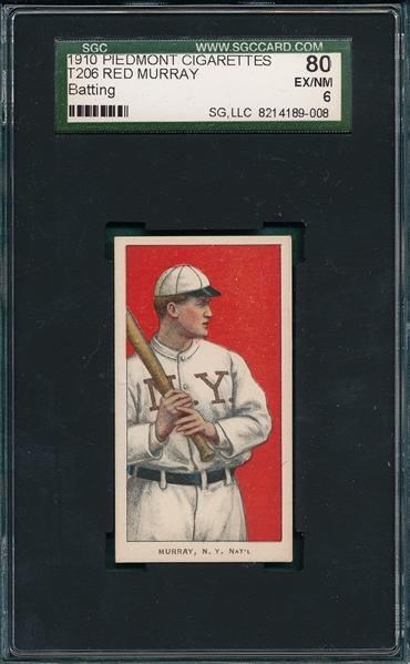 1909-1911 T206 Murray, Batting, Piedmont Cigarettes SGC 80 