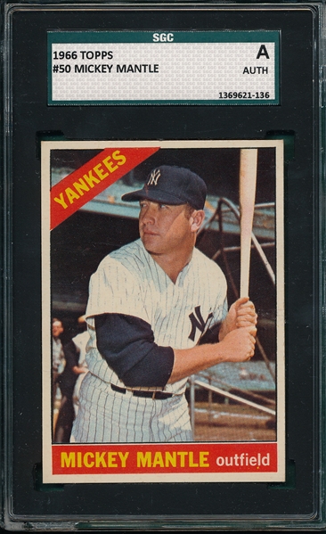 1966 Topps #50 Mickey Mantle SGC Authentic