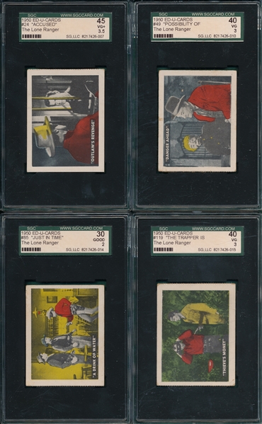 1950 W536-2 Ed-U-Cards The Lone Ranger Lot of (9) SGC