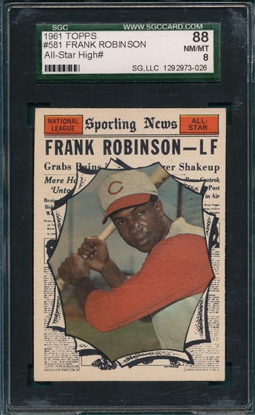 1961 Topps #581 Frank Robinson, AS SGC 88 *High #*