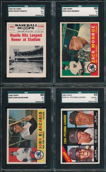 1960-66 Topps (8) Card Lot W/ Nu Card Mantle SGC