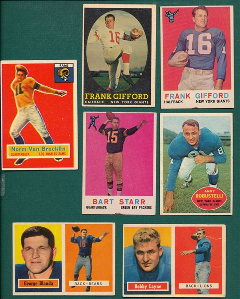 1956-60 Topps FB Lot of (29) W/ Blanda, Starr, Gifford & More!