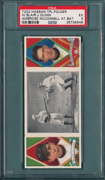 1912 T202 Ambrose McConnell at Bat, Blair/Quinn, Hassan Cigarettes PSA 5