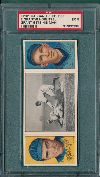 1912 T202 Grant Gets His Man, Grant/Hoblitzel, Hassan Cigarettes PSA 5