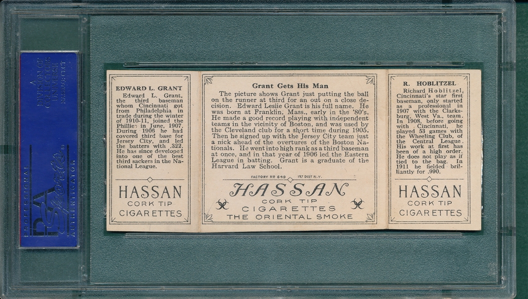1912 T202 Grant Gets His Man, Grant/Hoblitzel, Hassan Cigarettes PSA 5